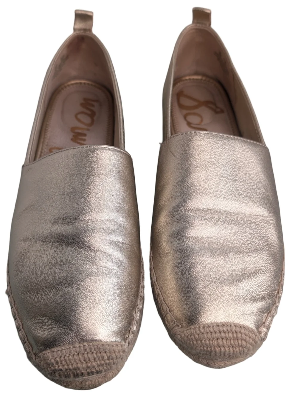 Sam Edelman Khloe espadrille flats in a gold metallic leather size 9